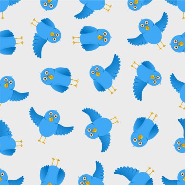 kesintisiz mavi kuş çizim desen vektör çocuklar