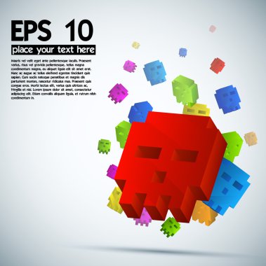 vektör piksel kafatasının arka plan