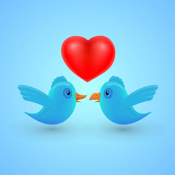 Καλύψτε με τα μπλε πουλιά στην αγάπη — Διανυσματικό Αρχείο