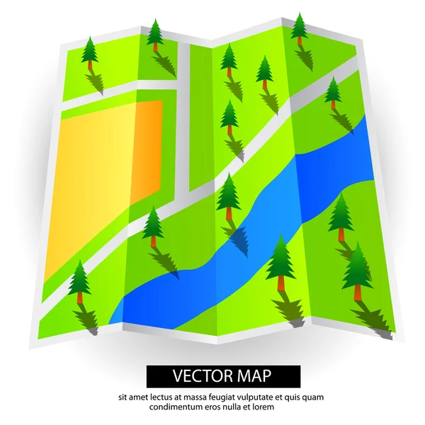Vector map with paper trees — Stock Vector