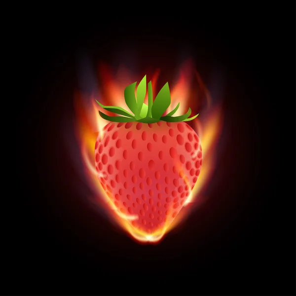 Vector background with a burning strawberry — Stock Vector