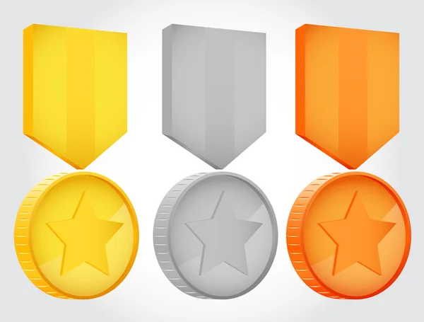 Ouro prata bronze vetor medalhas —  Vetores de Stock
