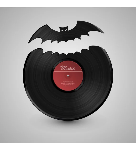 Disco de vinil de morcego — Vetor de Stock