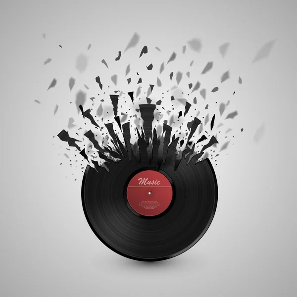 Fond musical abstrait. Explosion de disque vinyle — Image vectorielle