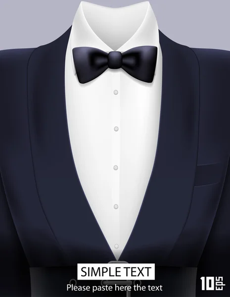Tuxedo vector background with bow — Stock Vector