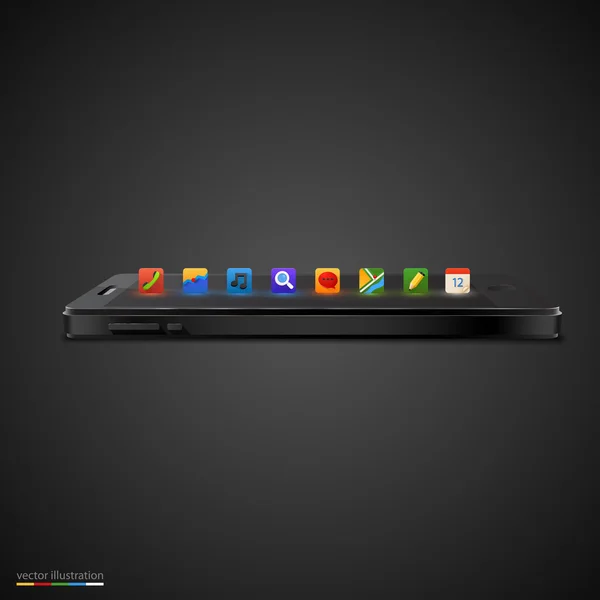 Smartphone vector realista con fila de icono . — Archivo Imágenes Vectoriales