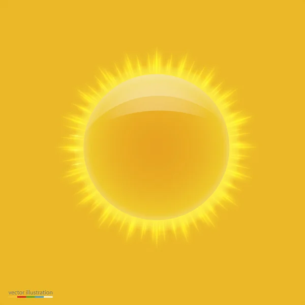 Жовте гаряче сонце з променями . — стоковий вектор