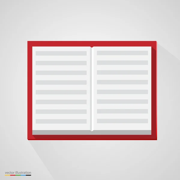 Libro rojo aislado abierto simple . — Vector de stock