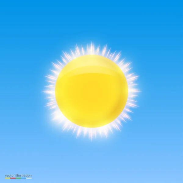 Yellow sun in blue sky. — Stock Vector