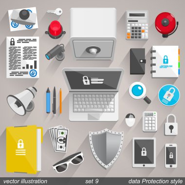 Vector data Protection style. set 9 clipart