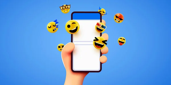 Emoticon telefoniche a mano. Social media e chat di messaggistica. — Vettoriale Stock