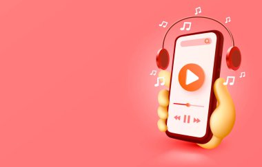 Video akıllı telefon mobil ekranı, teknoloji mobil ekran oynat. Vektör