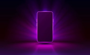 Akıllı telefon mobil ekranı, teknoloji mobil ekran ışığı. Vektör