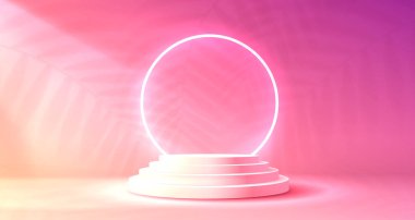 Işıklı sahne podyumu, ödül için sahne podyumu sahnesi, dekor unsuru arka planı. Vektör