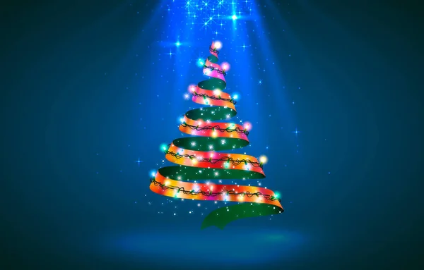 メリークリスマスおもちゃ、カードバナーと新年の木。ベクトル — ストックベクタ