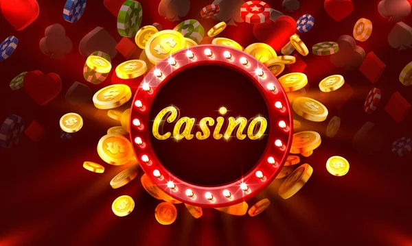Jackpot Casino Münze, Cash-Maschine spielen jetzt. Vektor — Stockvektor