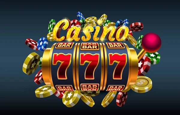 Casino caça-níqueis 777, máquina de dinheiro jogar agora. Vetor —  Vetores de Stock