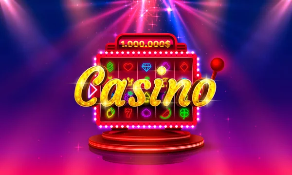 Casino slot icone, slot machine segno, notte Vegas. Vettore — Vettoriale Stock