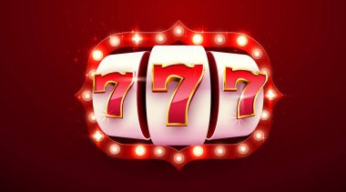 Kumar makinesi büyük ikramiyeyi kazandı. 777 Büyük Kumarhane Konsepti.