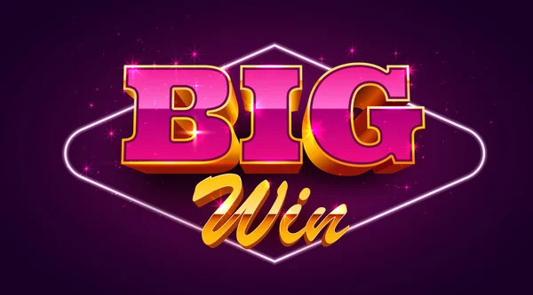 Big win banner. Sign with golden letters. Online casino. — Stock Vector