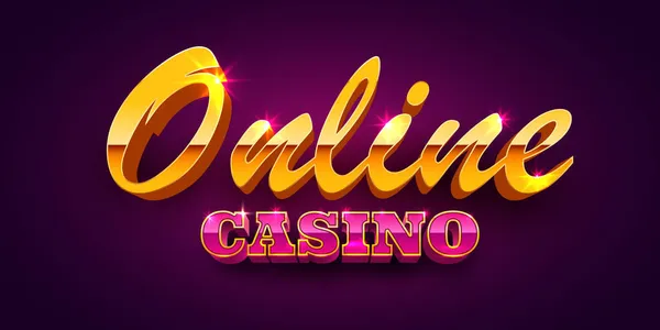 Casino online banner. Teken met gouden letters. — Stockvector