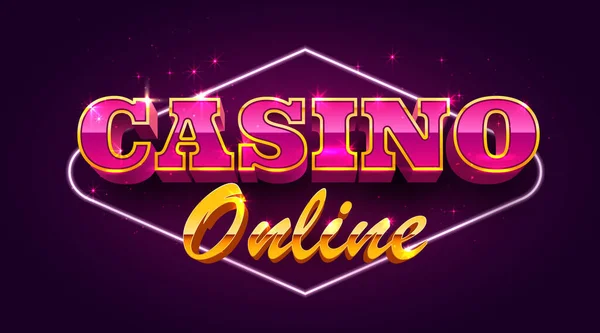 Banner en línea del casino. Firma con letras doradas. — Vector de stock