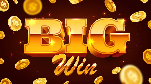 Big win banner. Sign with golden letters. Online casino. — Stock Vector