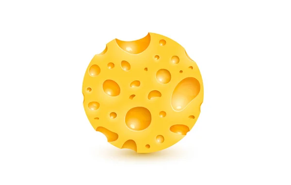 Peynirli organik ikon, besin objesi beyaz arka plan. Vektör — Stok Vektör