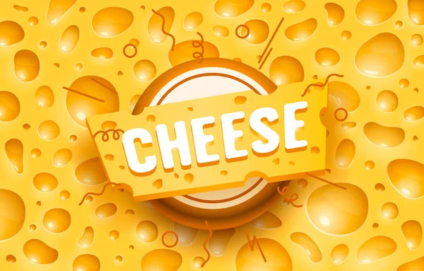 Плакат эко-еды с этикеткой сыра, баннерное меню. Вектор — стоковый вектор
