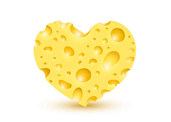 Cheese cuore icona biologica, cibo oggetto sfondo bianco. Vettore — Vettoriale Stock