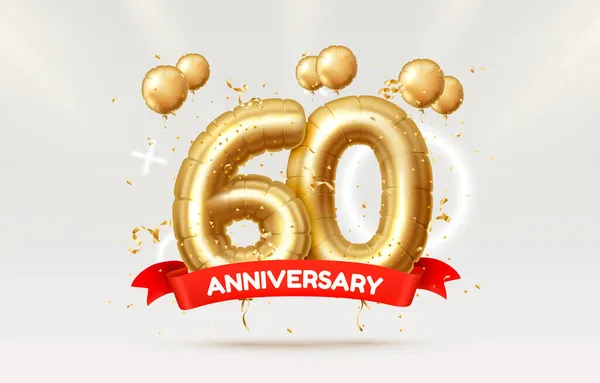 60 jaar verjaardag van de persoon verjaardag, ballonnen in de vorm van nummers van het jaar. Vector — Stockvector