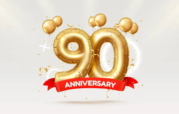 90 jaar verjaardag van de persoon verjaardag, ballonnen in de vorm van nummers van het jaar. Vector — Stockvector
