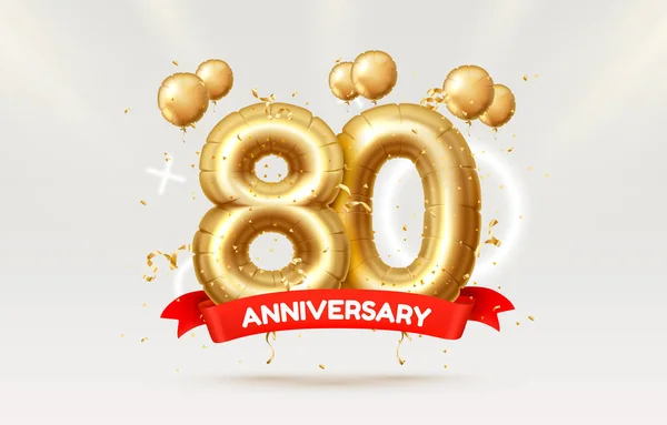 80 jaar verjaardag van de persoon verjaardag, ballonnen in de vorm van nummers van het jaar. Vector — Stockvector