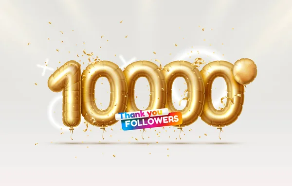 Teşekkürler takipçiler, 10k çevrimiçi sosyal grup, mutlu bayrak kutlaması, Vektör — Stok Vektör