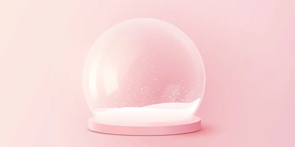 Realistic Glass Christmas Snowglobe. Winter Magic Decoration. Snow Globe or Snowball — Stock Vector