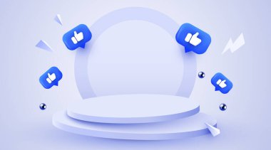 Soyut sahne arkaplanı. Pembe arka planda silindir podyum. Ürün sunumu, promosyon, sosyal medya pazarlaması. Podyum, sahne kaidesi veya platformu.