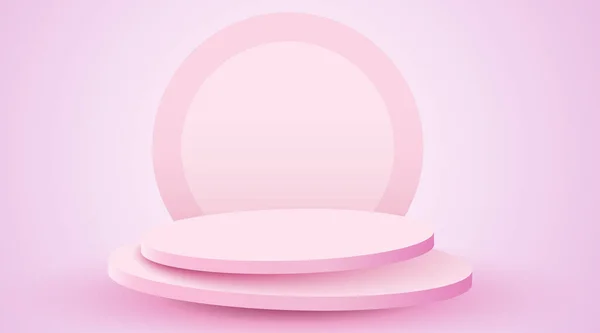 Cenário abstrato. Pódio do cilindro sobre fundo rosa. Apresentação do produto, simular, mostrar o produto cosmético, pódio, pedestal do estágio ou plataforma. — Vetor de Stock