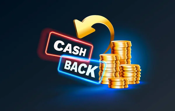 Servizio di cash back, etichetta di pagamento finanziario. Vettore — Vettoriale Stock