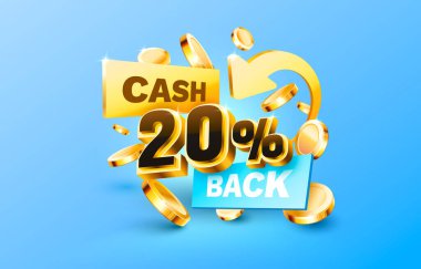 20 nakit geri ödeme servisi, finansal ödeme etiketi. Vektör