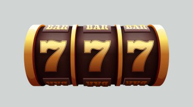 Altın kumar makinesi ikramiyeyi kazandı. 777 Büyük Kazanç konsepti. Kumarhane ikramiyesi.