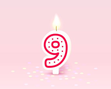 Doğum gününün yıldönümünü kutlarım, yılın dokuzuncu doğum gününü kutlarım. Vektör