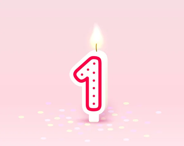 Happy Birthday years anniversary of the person birthday, Candle in the form of numbers one of the year. Vector — Stock Vector