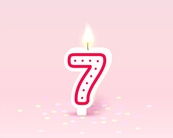 Doğum gününün yıldönümünü kutlarım, yılın yedi numarası şeklinde mum. Vektör — Stok Vektör