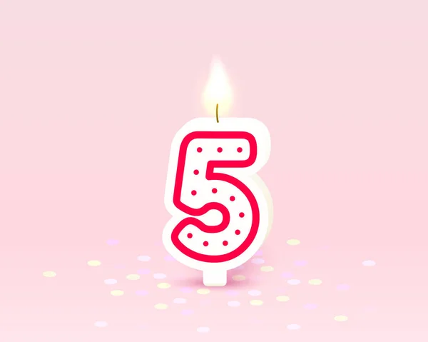 Happy Birthday years anniversary of the person birthday, Candle in the form of numbers five of the year. Vector — Stock Vector