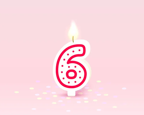 Happy Birthday years anniversary of the person birthday, Candle in the form of numbers six of the year. Vector — Stock Vector