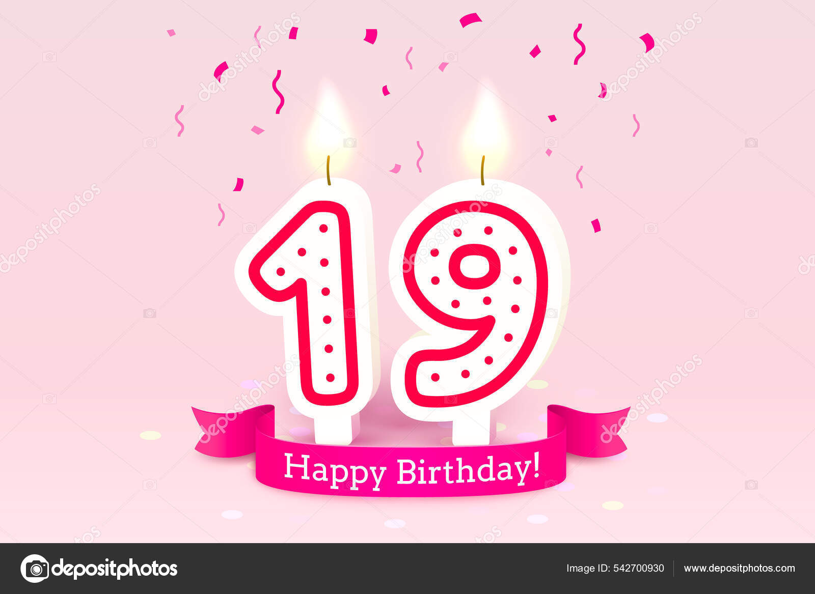 Feliz cumpleaños años. 19 aniversario del cumpleaños, Vela en forma de  números. Vector Vector de stock por ©hobbit_art 542700930