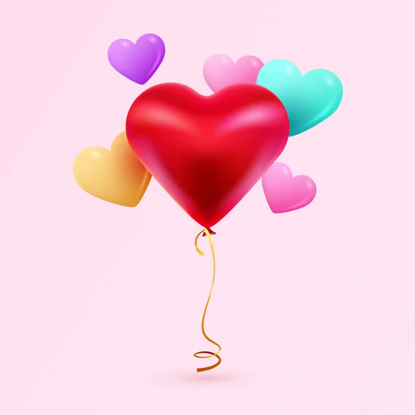 Glad Alla hjärtans dag bakgrund med flygande hjärtan ballonger. — Stock vektor