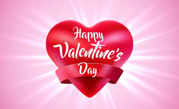Fondo Feliz Día de San Valentín con Globo de Corazón Volador. — Vector de stock