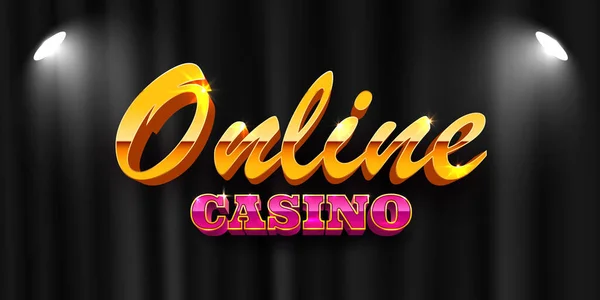 Kasino online banner. Skriv under med gyllene bokstäver. — Stock vektor