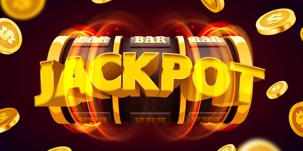 Golden slot machine gagne le jackpot. 777 Grand concept de victoire. Jackpot Casino. — Image vectorielle